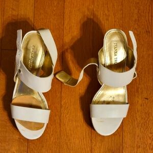 Ivanka Trump white wedge sandals